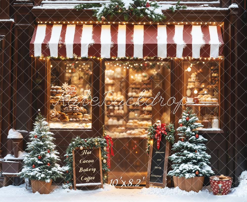 Kate Weihnachten Bäckerei Schaufenster Schnee Hintergrund Entworfen von Emetselch