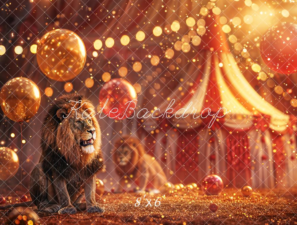 Kate Zirkus Löwe Ballons Gold Hintergrund Entworfen von Chain - Kate Backdrop.de