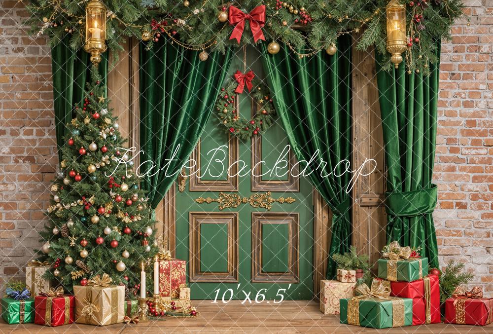 Kate Weihnachten Geschenke Tannenbaum Grün Fleece Hintergrund Entworfen von Emetselch - Kate Backdrop.de