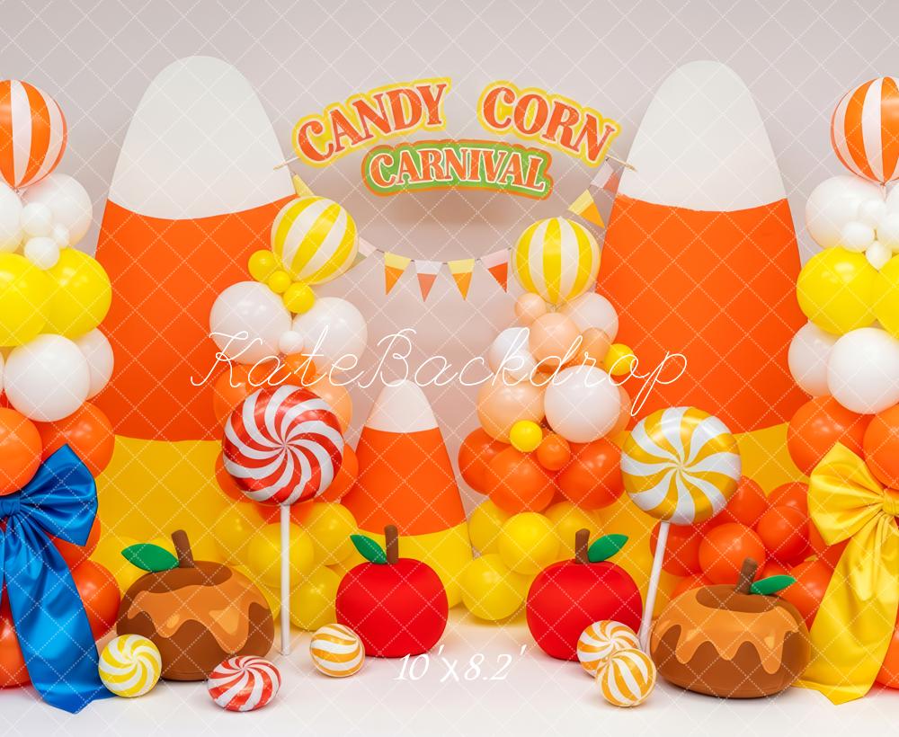 Kate Halloween Candy Corn Ballons Süßigkeiten Hintergrund Entworfen von Patty Roberts - Kate Backdrop.de