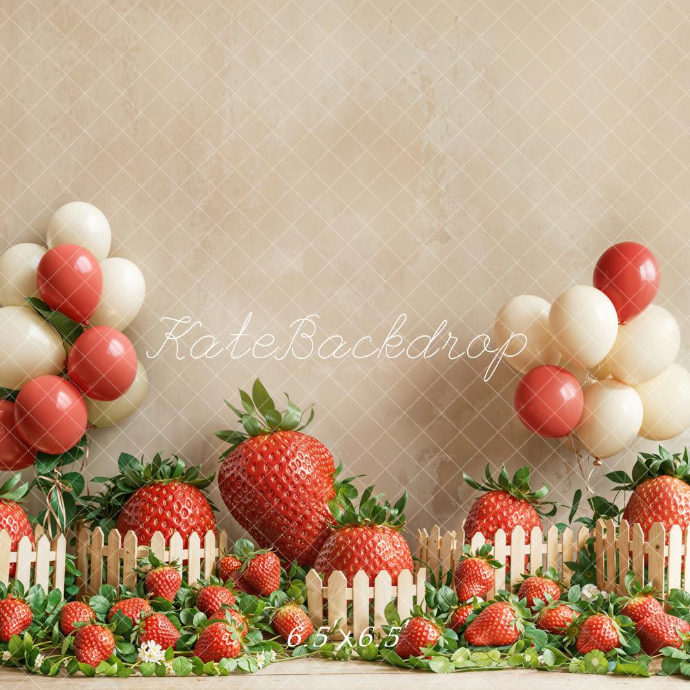 Kate Erdbeeren Ballons Zaun Creme Hintergrund Entworfen von Emetselch