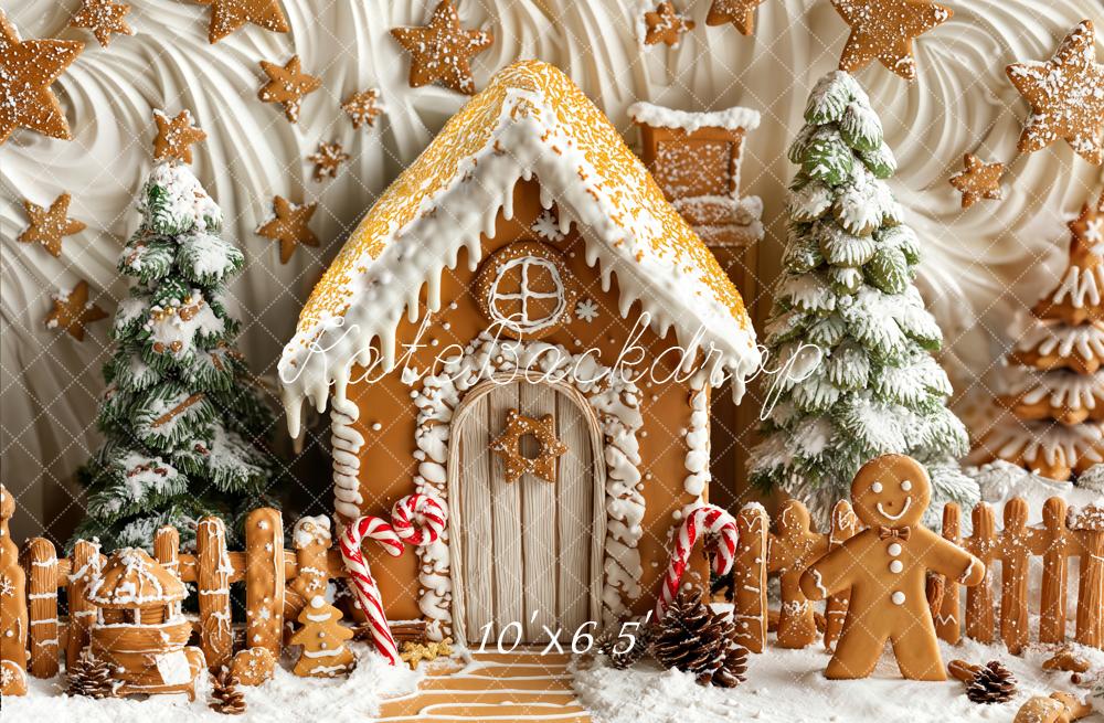 ⚡Blitzangebote #1-Kate Weihnachten Lebkuchenhaus Tannenbaum Weiß Fleece Hintergrund Entworfen von Emetselch