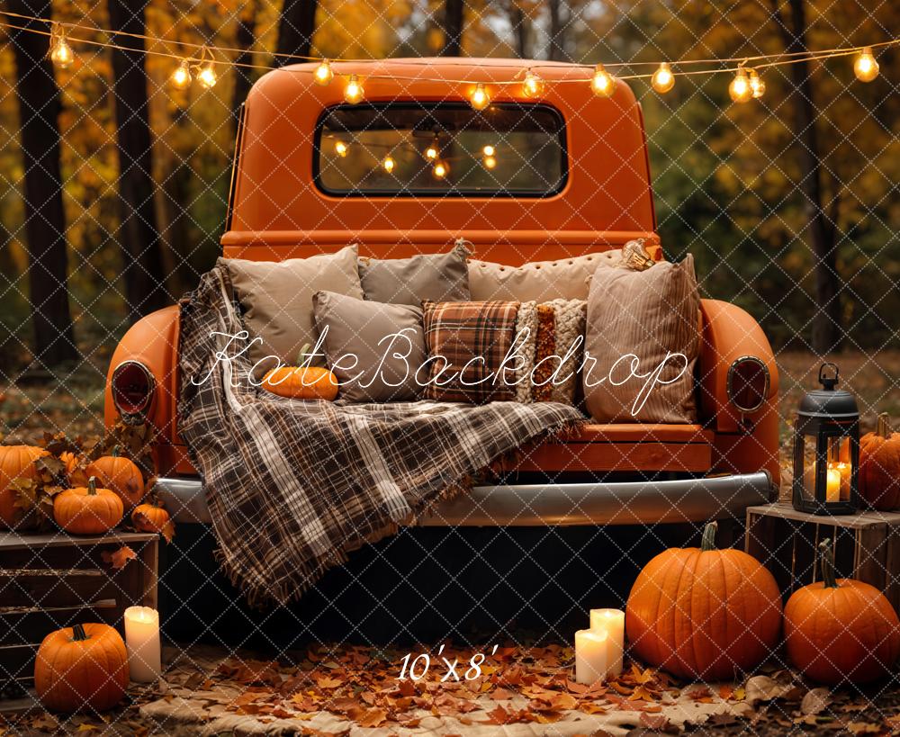 Kate Herbst Truck Kürbisse Orange Fleece Hintergrund Entworfen von Emetselch - Kate Backdrop.de