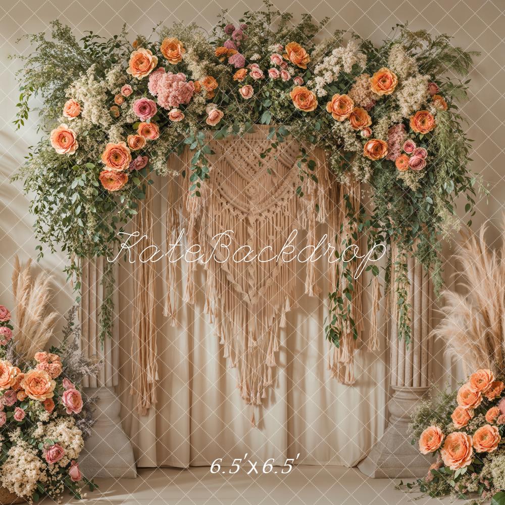 Kate Boho Blumenkranz Makramee Beige Hintergrund Entworfen von Emetselch