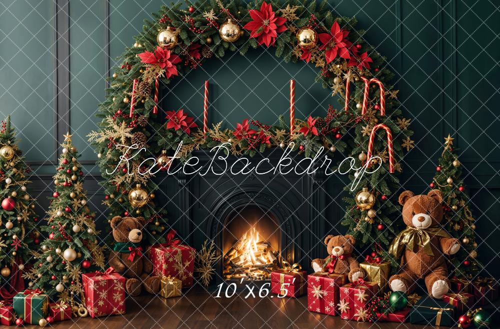 Kate Weihnachten Kamin Kranz Teddybären Hintergrund Entworfen von Emetselch