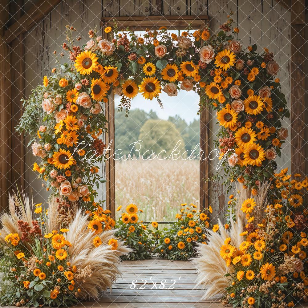 Kate Herbst Blumenbogen Rustikal Gelb Hintergrund Entworfen von Mini MakeBelieve