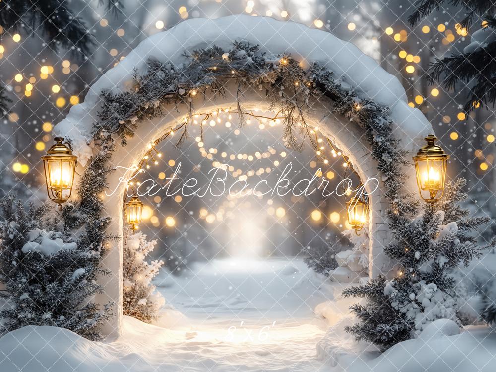 Kate Weihnachten Schnee Torbogen Lichter Fleece Hintergrund Entworfen von Emetselch - Kate Backdrop.de