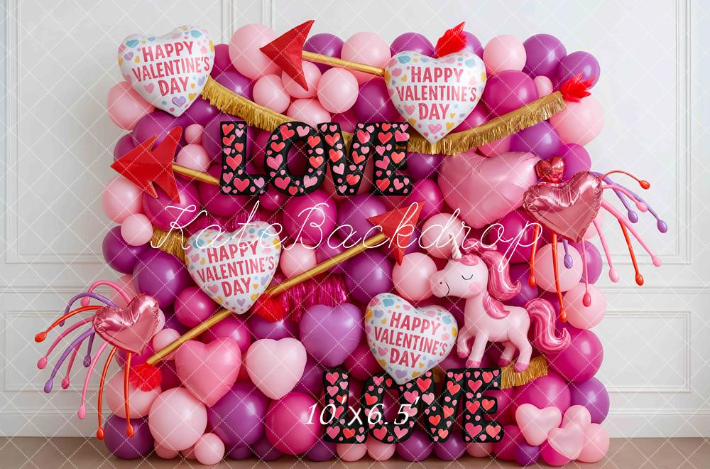 Kate Valentinstag Ballons Herzen Pink Hintergrund Entworfen von Mini MakeBelieve