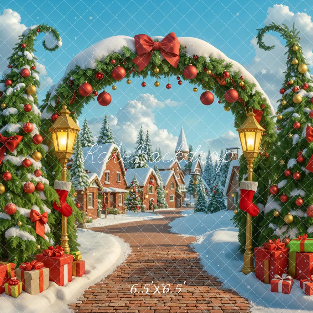 Kate Weihnachten Dorf Geschenke Schnee Hintergrund Entworfen von Emetselch - Kate Backdrop.de
