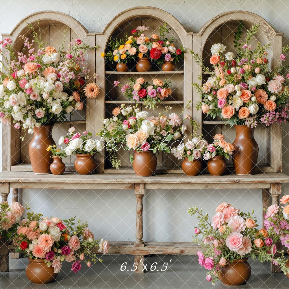 Kate Blumen Regal Vasen Vintage Hintergrund Entworfen von Mini MakeBelieve