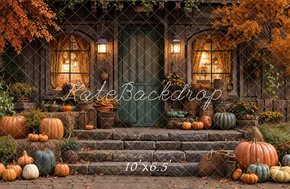 Kate Herbst Kürbis Haus Vintage Fleece Hintergrund Entworfen von Emetselch - Kate Backdrop.de