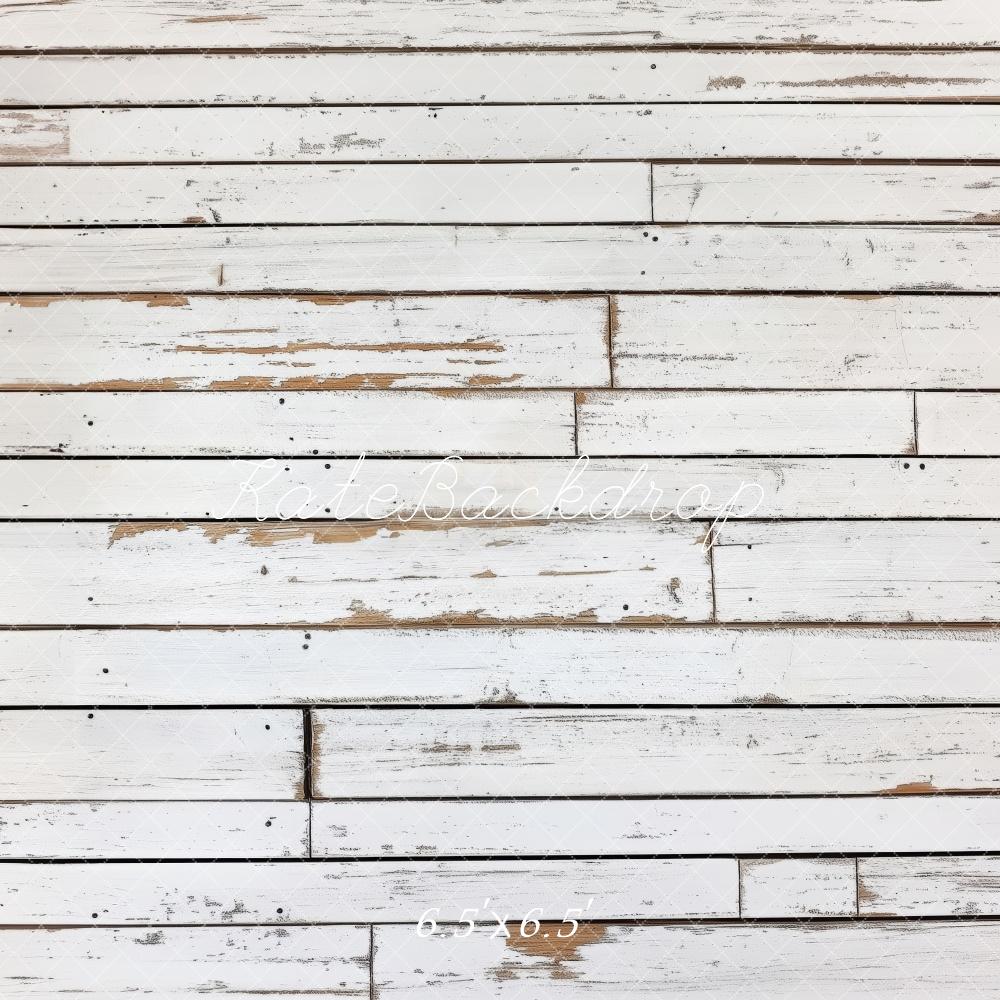 Kate Holz Bretter Shabby Weiß Hintergrund Entworfen von Patty Roberts - Kate Backdrop.de