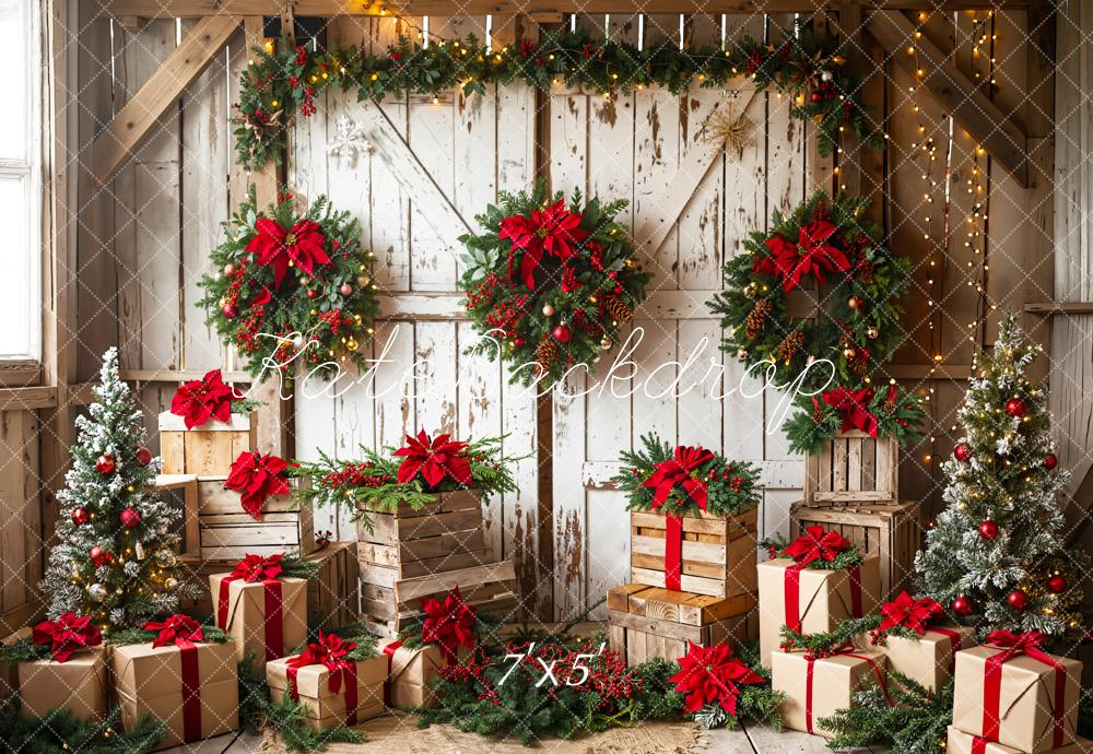 Kate Weihnachten Kränze Geschenke Holz Hintergrund Entworfen von Emetselch