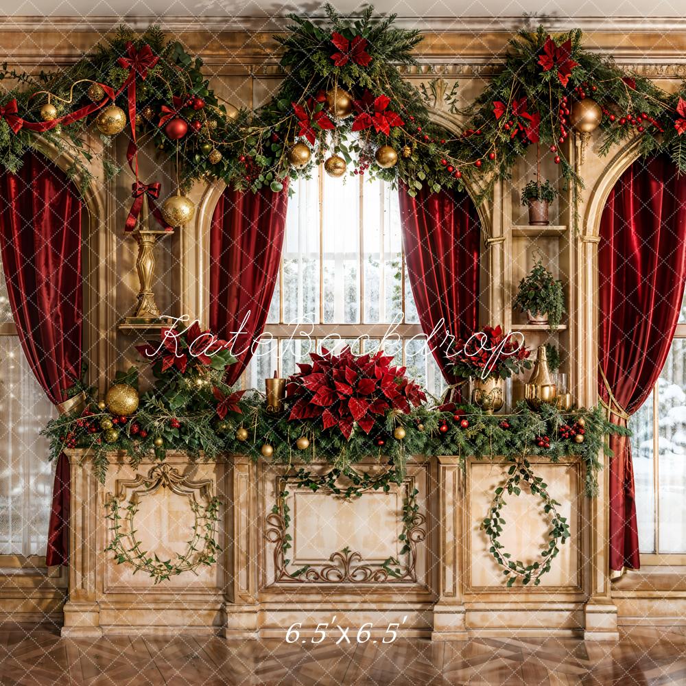 Kate Weihnachten Luxus Girlanden Rot Gold Hintergrund Entworfen von Emetselch