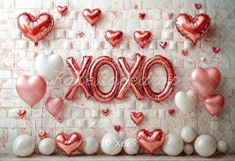 Kate Valentinstag Herzballons Backstein Rosa Fleece Hintergrund Entworfen von Emetselch