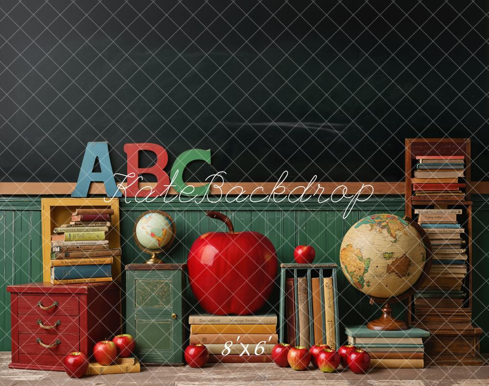 Kate Zurück Zur Schule Bücher Apfel Klassenzimmer Fleece Hintergrund Entworfen von Emetselch