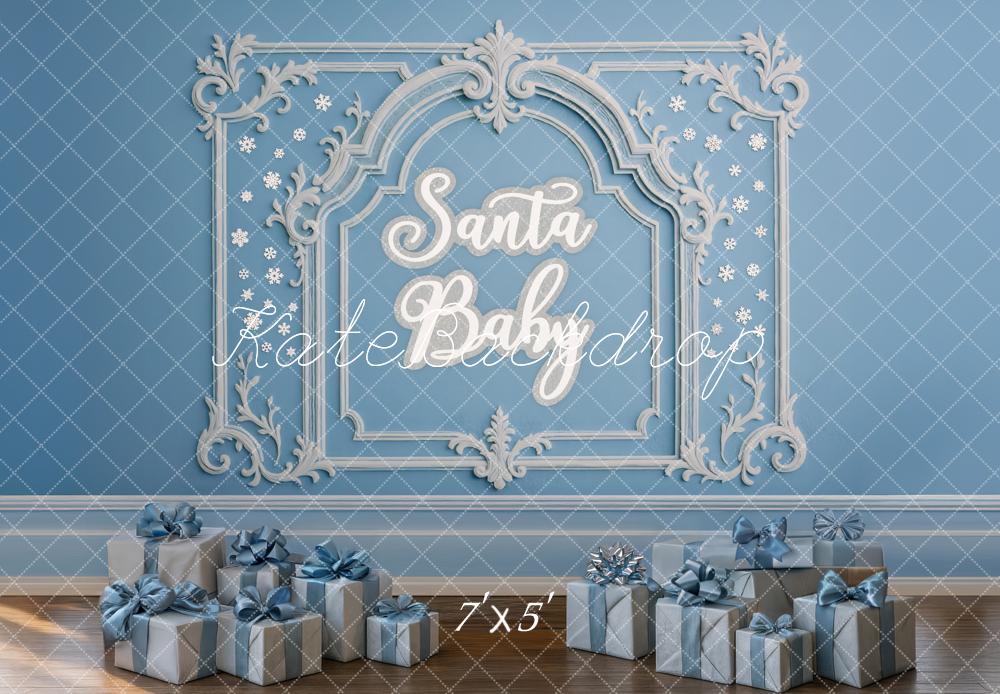 Kate Weihnachten Geschenke Blau Klassisch Hintergrund Entworfen von Mini MakeBelieve - Kate Backdrop.de