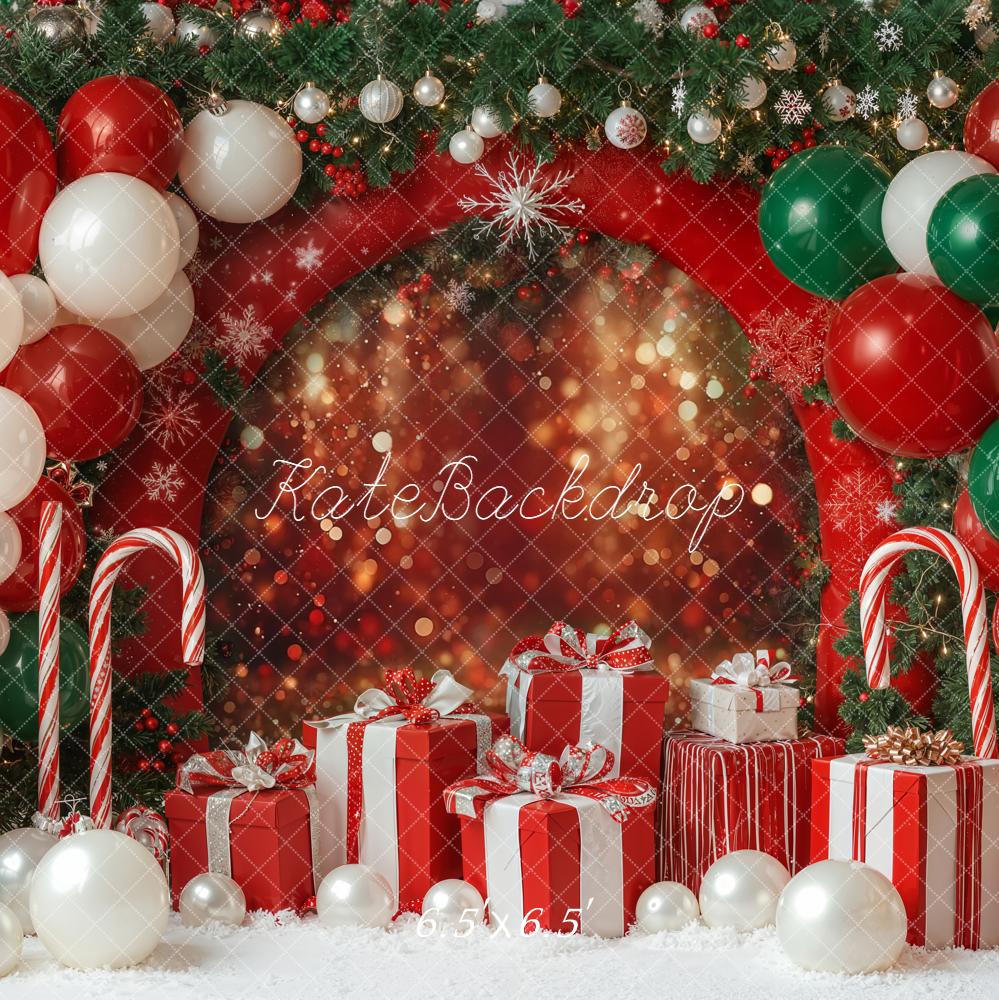 Kate Weihnachten Geschenke Luftballons Rot Grün Hintergrund Entworfen von Emetselch - Kate Backdrop.de