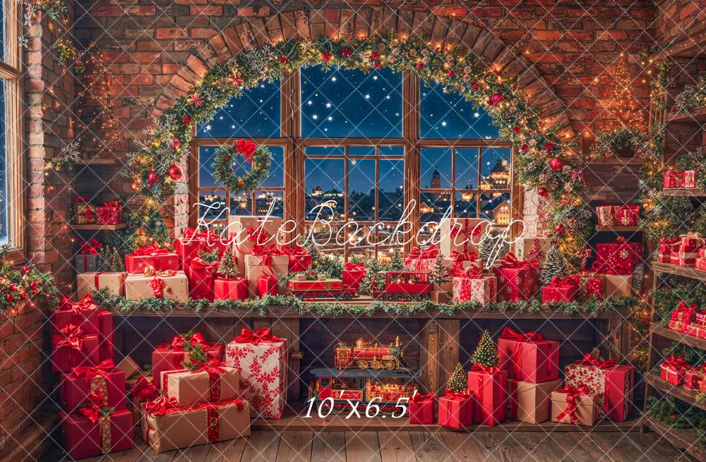 Kate Weihnachten Geschenke Fenster Gemütlich Hintergrund Entworfen von Emetselch - Kate Backdrop.de