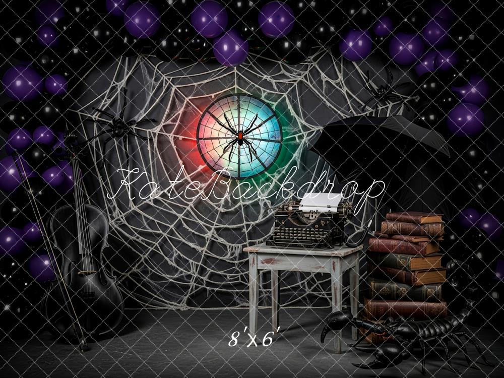 Kate Halloween Spinnennetz Schreibmaschine Bücher Hintergrund Entworfen von Patty Roberts