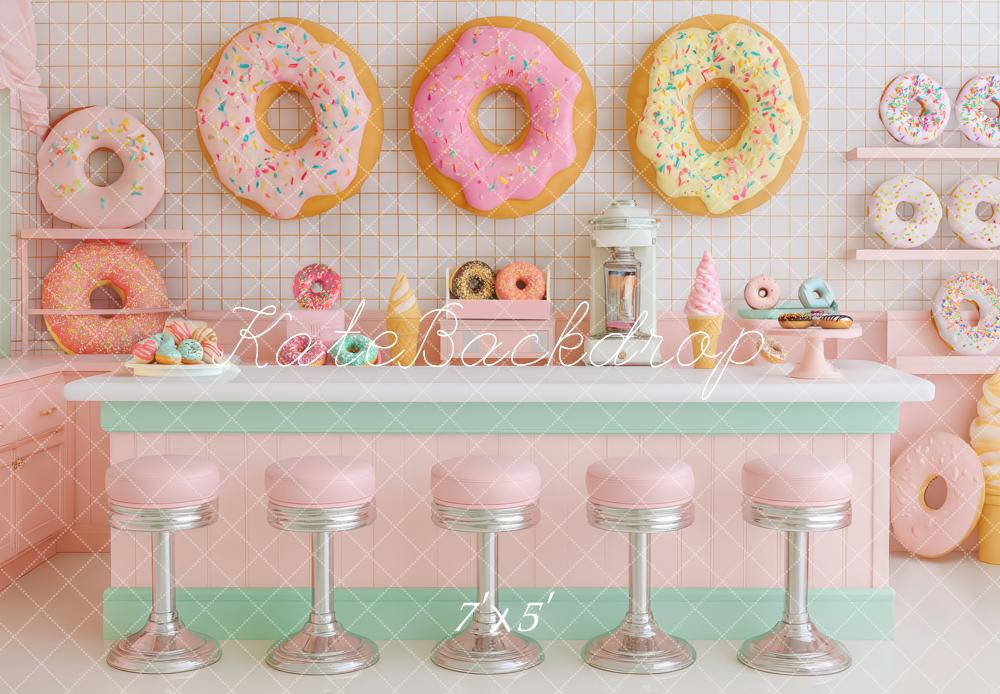 Kate Donut Café Pastell Hintergrund Entworfen von Patty Roberts - Kate Backdrop.de
