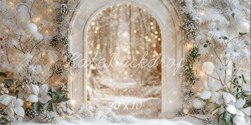 Kate Weihnachten Bogen Weiß Winterwald Hintergrund Entworfen von Emetselch - Kate Backdrop.de