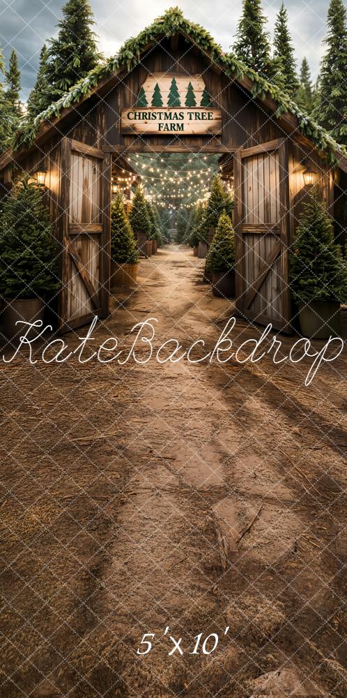 Kate Kombi Weihnachten Scheune Tannenwald Lichter Hintergrund Entworfen von Emetselch - Kate Backdrop.de