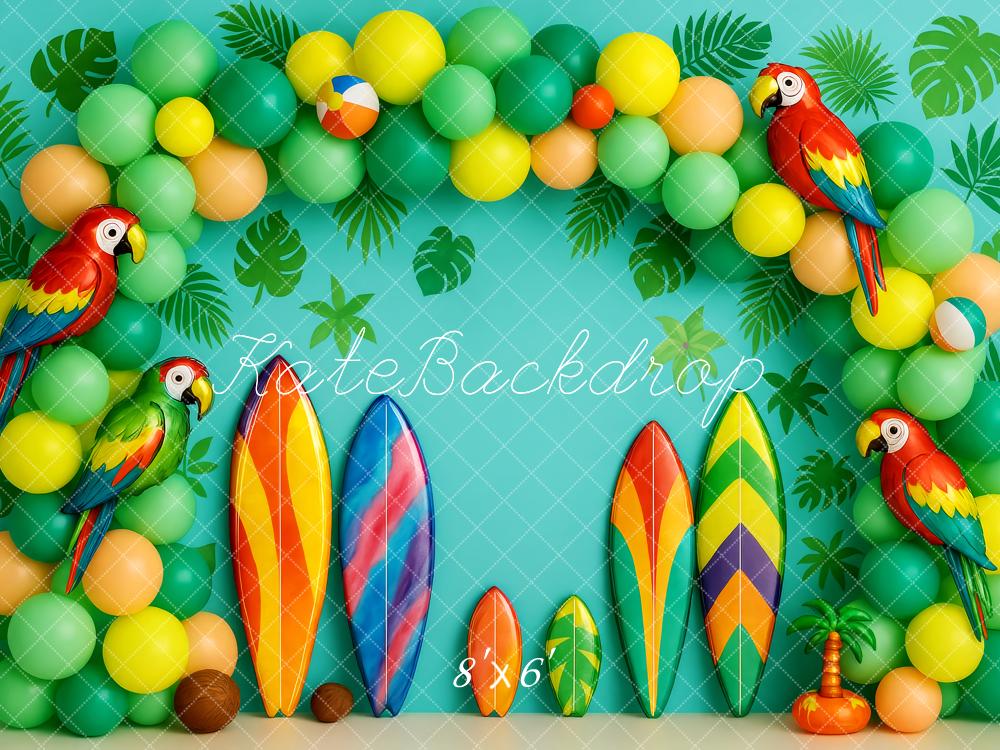 Kate Sommer Surfbretter Papageien Ballons Hintergrund Entworfen von Patty Roberts - Kate Backdrop.de