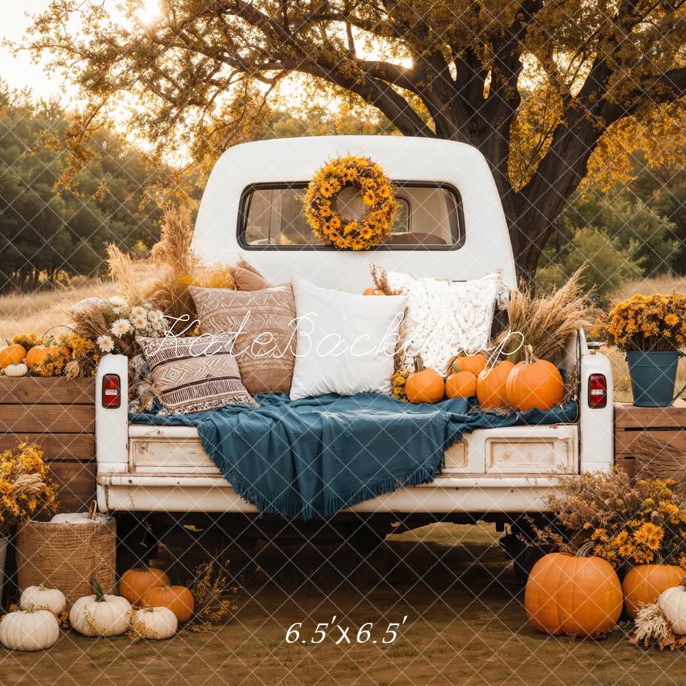 Kate Herbst Pickup Kürbisse Blumen Vintage Hintergrund Entworfen von Emetselch