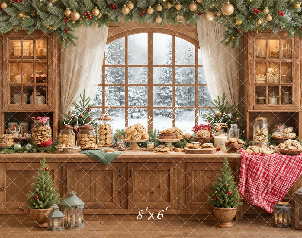 Kate Weihnachten Keksbuffet Fenster Holzdeko Fleece Hintergrund Entworfen von Emetselch - Kate Backdrop.de