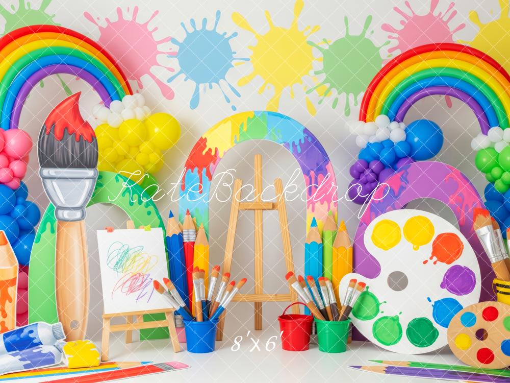 Kate Kinder Malen Regenbogen Bunt Hintergrund Entworfen von Patty Roberts