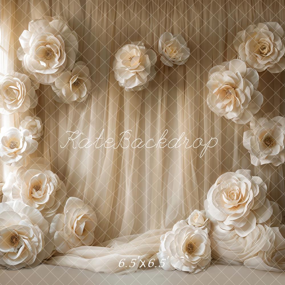 Kate Hochzeit Große Blumen Cream Hintergrund Entworfen von Emetselch - Kate Backdrop.de