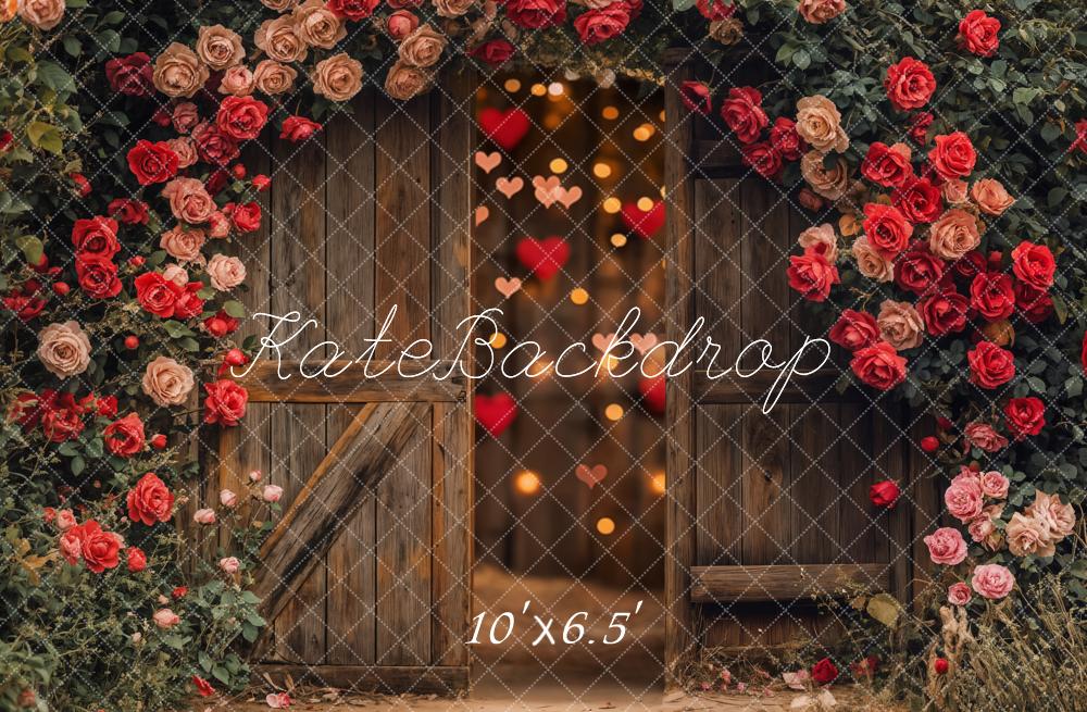 Kate Valentinstag Rosen Scheunentor Romantisch Hintergrund Entworfen von Emetselch