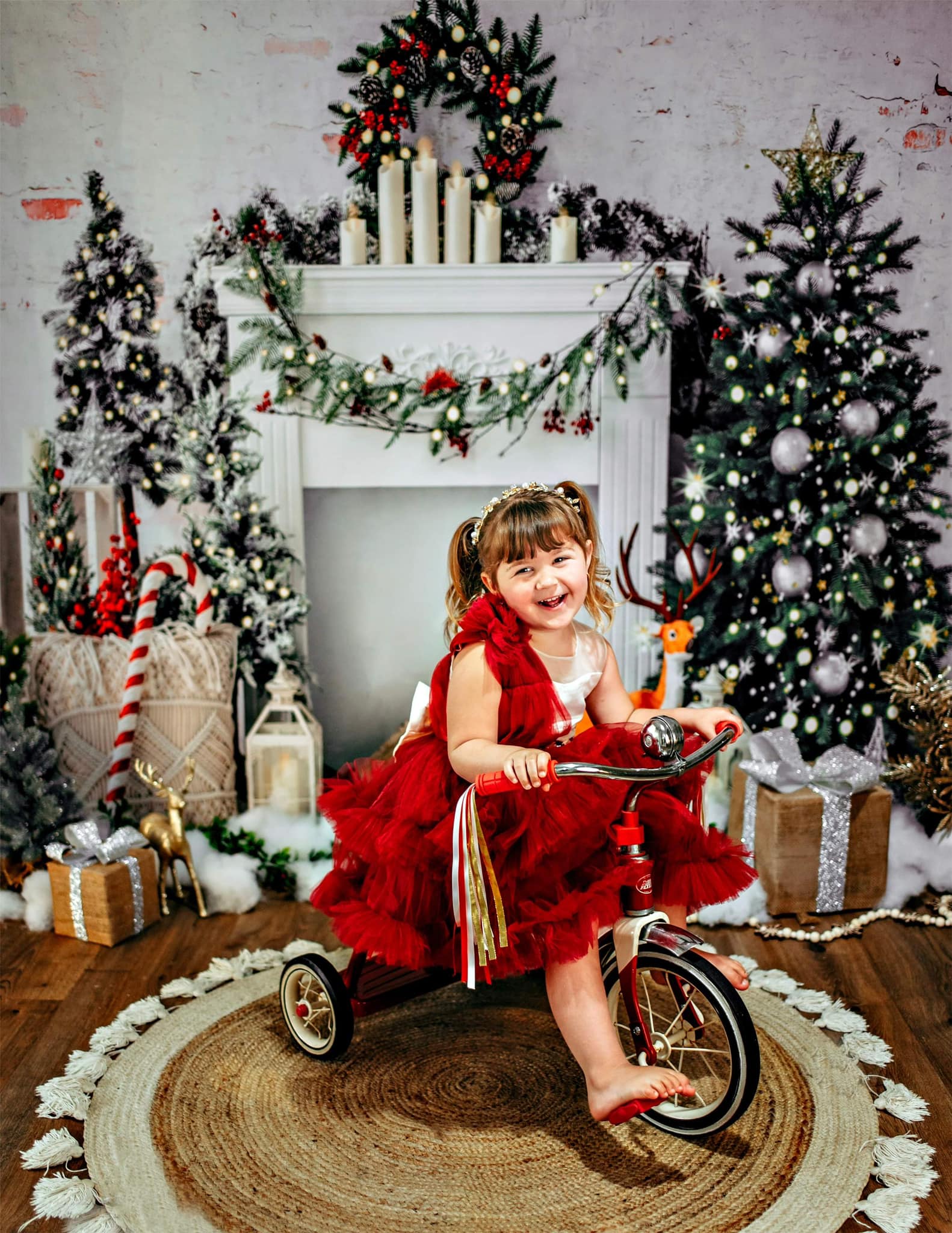 Kate Weihnachten Baum Elch Ziegel Kamin Hintergrund von Emetselch - Kate Backdrop.de