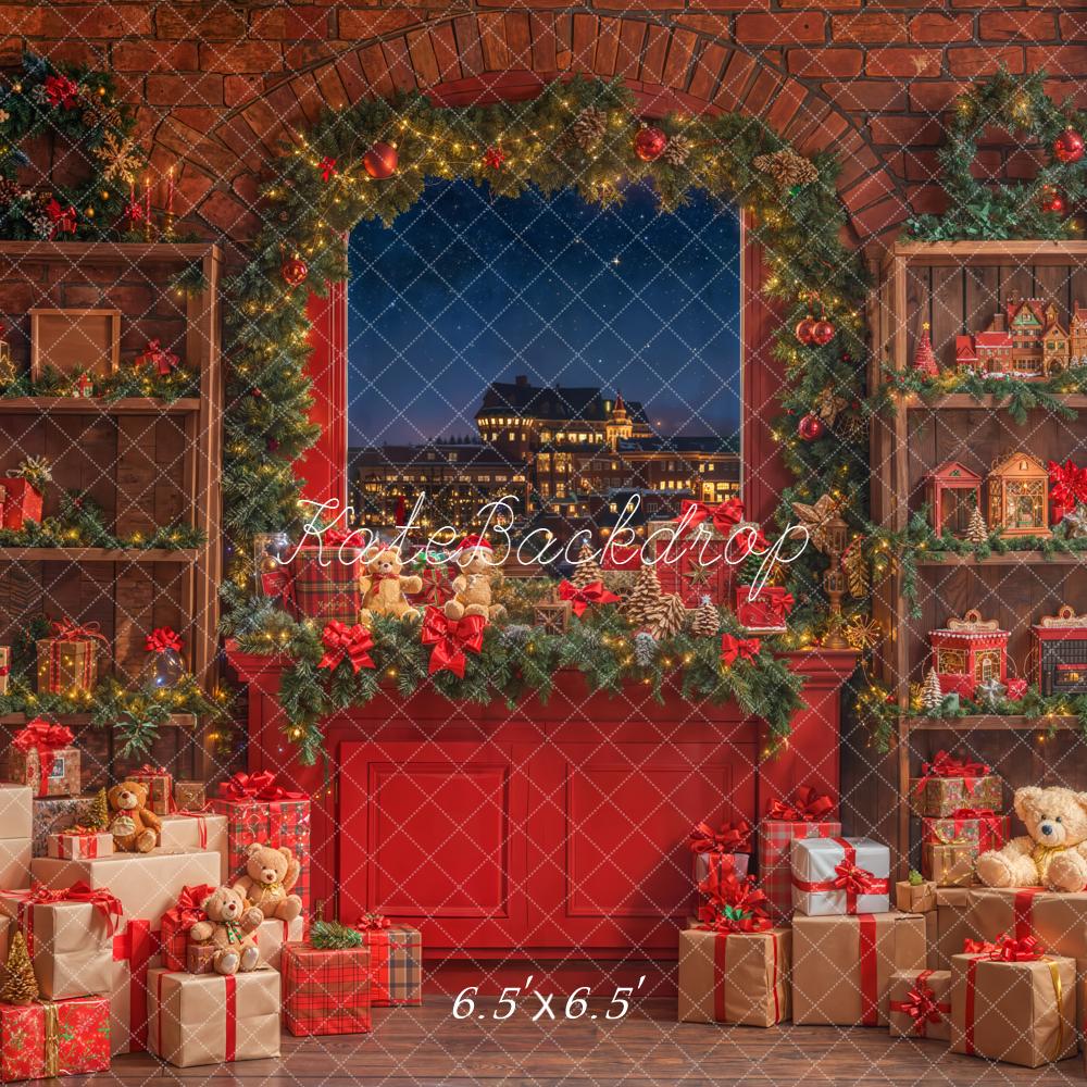 Kate Weihnachten Geschenke Fenster Stadtdeko Hintergrund Entworfen von Emetselch - Kate Backdrop.de