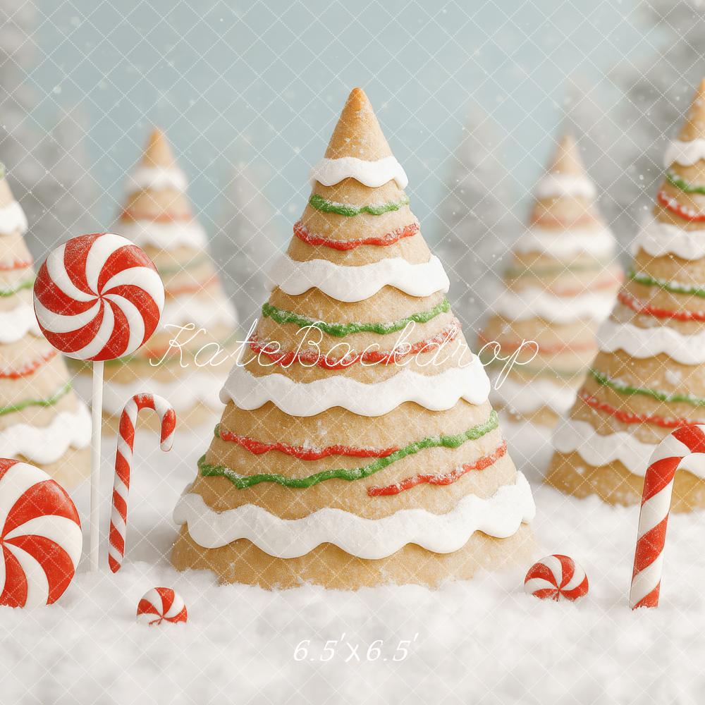 Kate Weihnachten Keksbäume Zuckerstangen Winter Hintergrund Entworfen von Patty Roberts - Kate Backdrop.de
