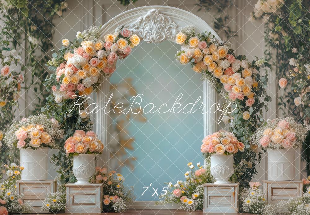 Kate Hochzeit Blumendekor Bogen Pastell Hintergrund Entworfen von Mini MakeBelieve - Kate Backdrop.de