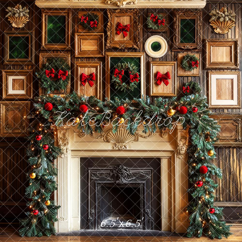 Kate Weihnachten Kamin Girlande Rahmen Hintergrund Entworfen von Mini MakeBelieve - Kate Backdrop.de