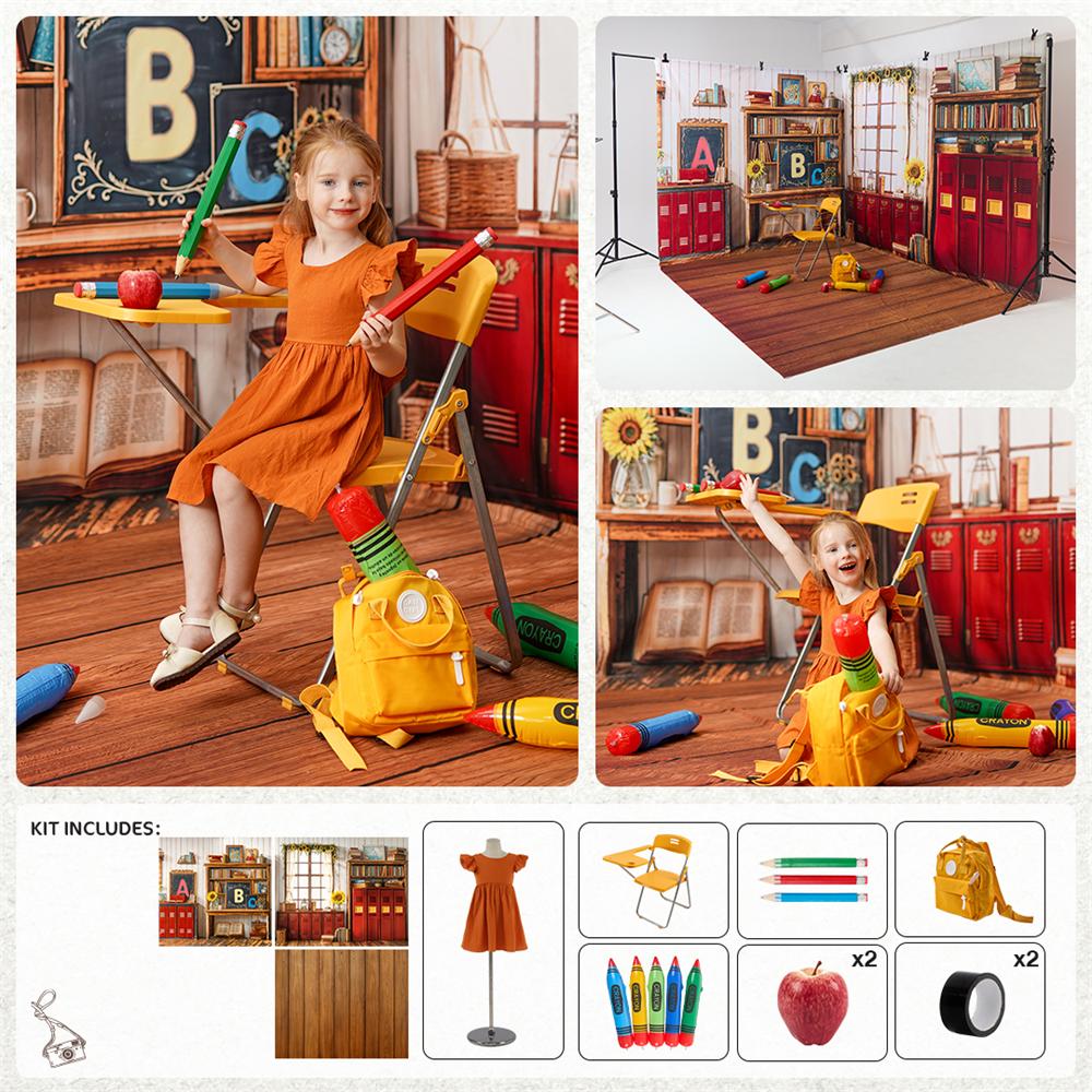Kate Zurück zu Schule Klassenzimmer Bleistift Zimmerset Fotokit - Kate Backdrop.de