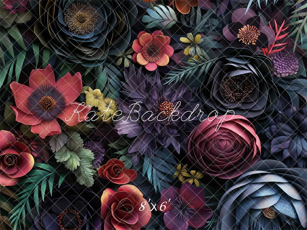 Kate Blumen Muster Dunkel Hintergrund Entworfen von Kerry Anderson - Kate Backdrop.de