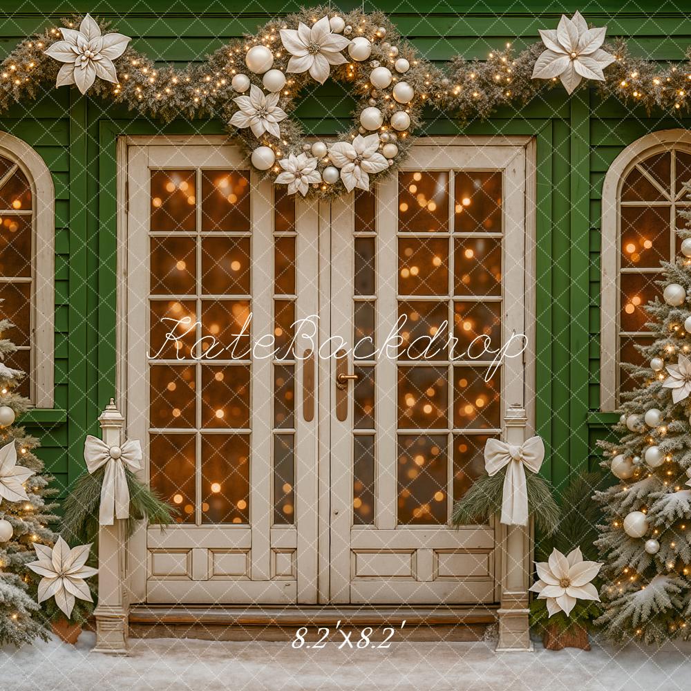 Kate Weihnachten Haus Tannenbaum Grün Hintergrund Entworfen von Ashley Paul
