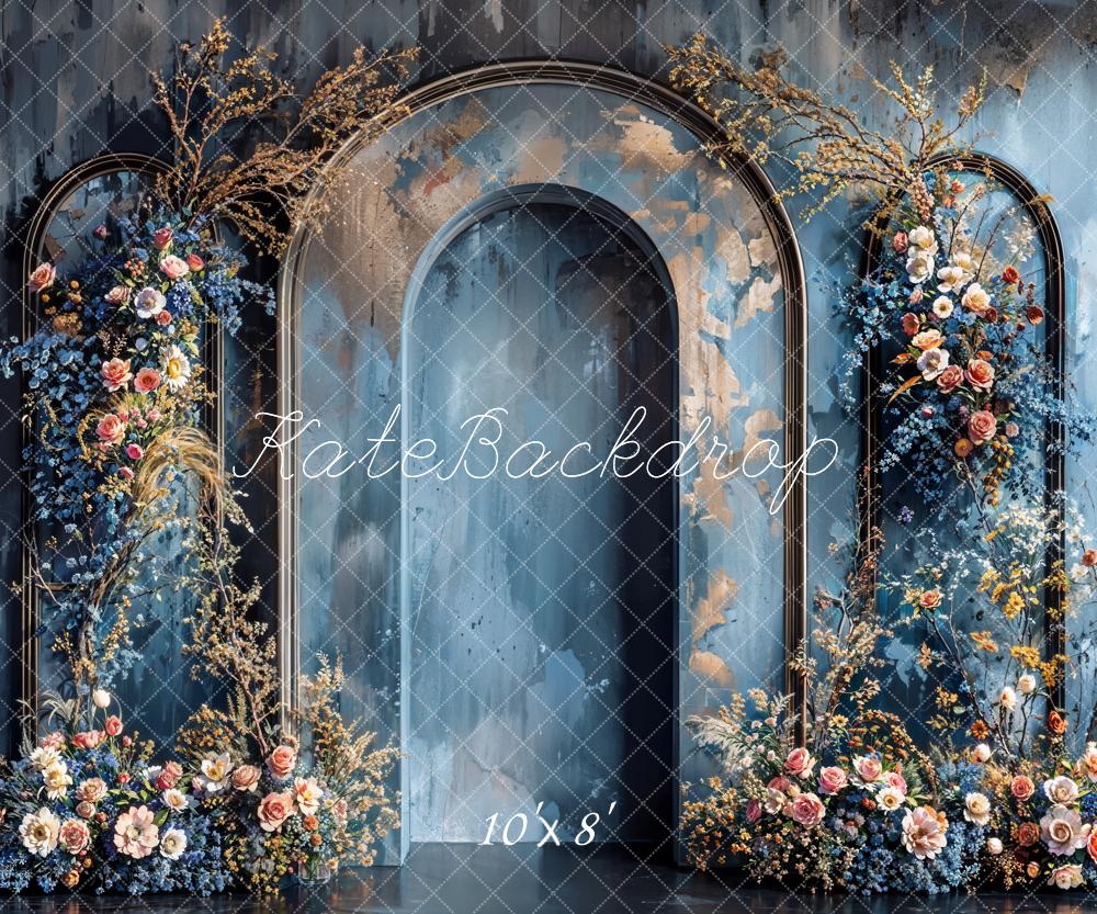 Kate Blumen Bogen Gemalt Blau Hintergrund Entworfen von Emetselch