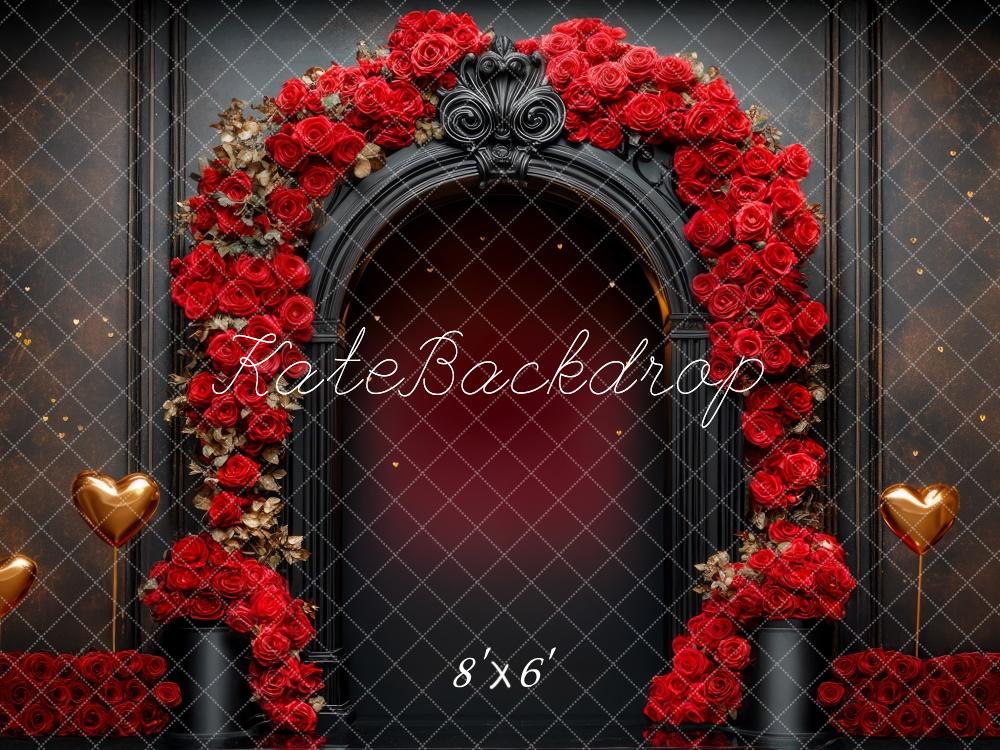 Kate Valentinstag Rosenbogen Goldene Herzen Elegant Hintergrund Entworfen von Mini MakeBelieve