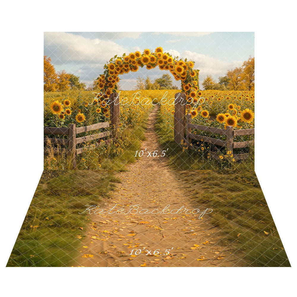 Kate Sommer Sonnenblumen Bogen Feld Hintergrund Hintergrund+Herbst Laub Weg Braun Hintergrund Boden Hintergrund