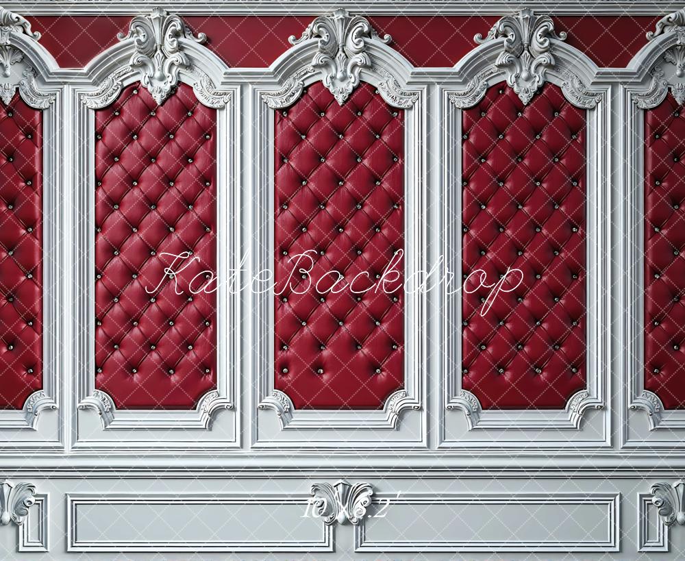 Kate Barock Wand Verziert Rot Hintergrund Entworfen von Mini MakeBelieve - Kate Backdrop.de