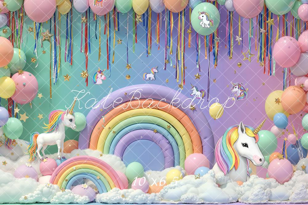 Kate Kinder Einhorn Regenbogen Pastell Fleece Hintergrund Entworfen von Emetselch