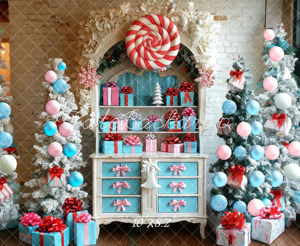 Kate Weihnachten Geschenkbaum Pastell Hintergrund Entworfen von Mini MakeBelieve - Kate Backdrop.de