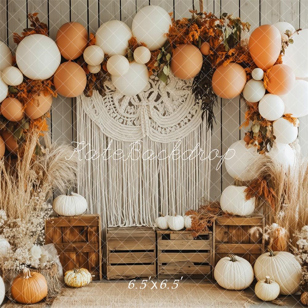 Kate Herbst Kürbis Ballons Boho Hintergrund Entworfen von Patty Roberts - Kate Backdrop.de
