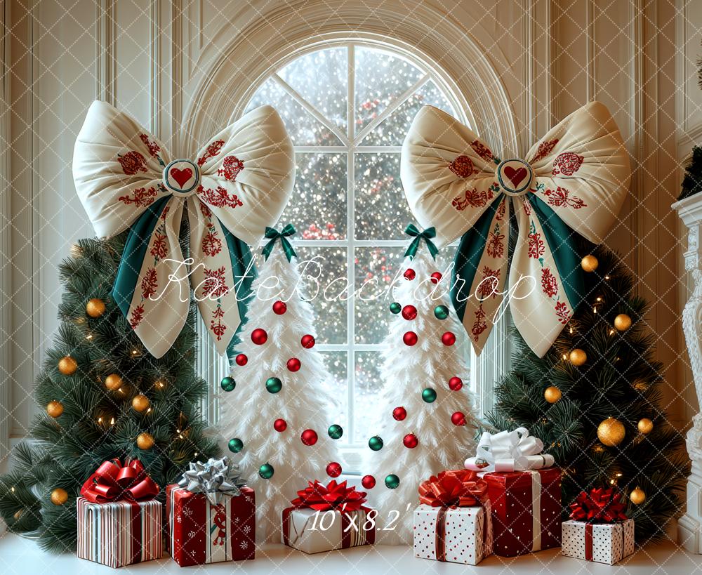 Kate Weihnachten Geschenke Tannenbäume Schleifen Hintergrund Entworfen von Mini MakeBelieve - Kate Backdrop.de