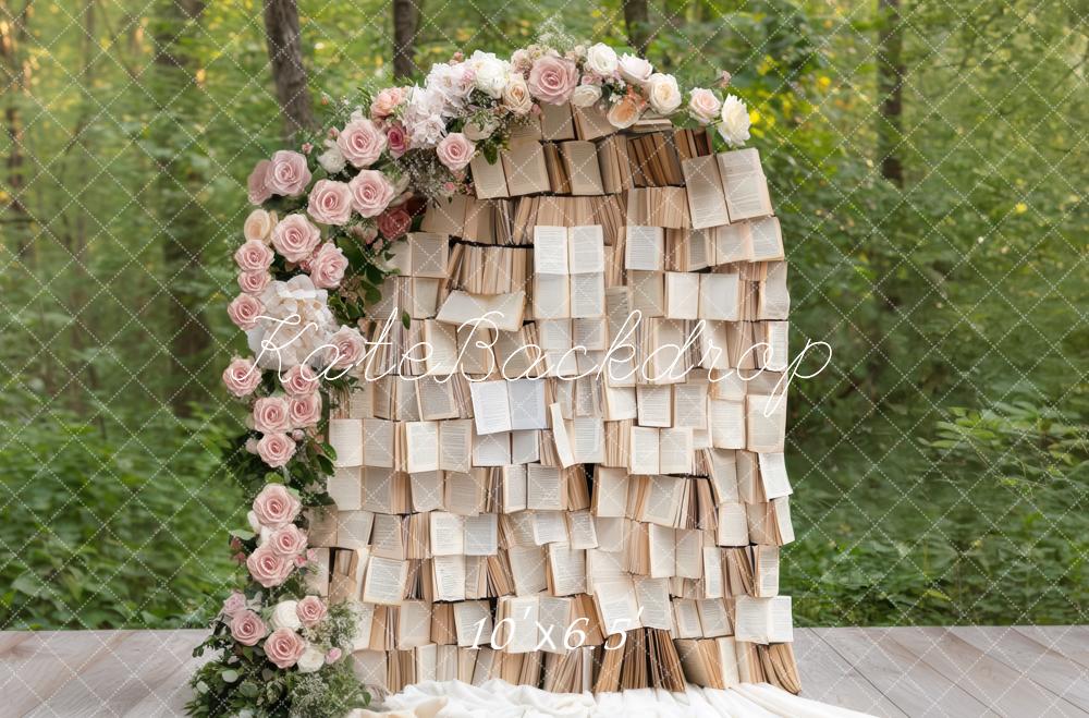 Kate Hochzeit Bücher Blumen Romantisch Hintergrund Entworfen von Mini MakeBelieve - Kate Backdrop.de